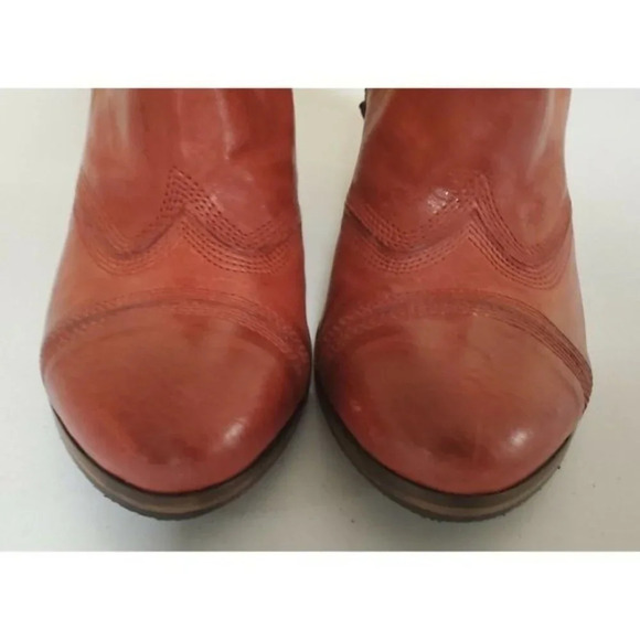 Gidigio "Patriot" Red Leather Bootie / Ankle Boots Size 38 US 7 Italy NWOB - Picture 7 of 12